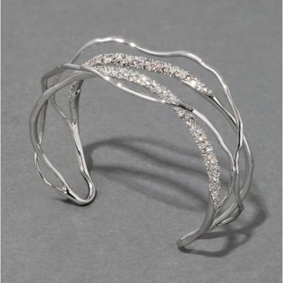 ALEXIS BITTAR • Solanales Silver Crystal Intertwined Cuff Bracelet - Picture 4 of 7